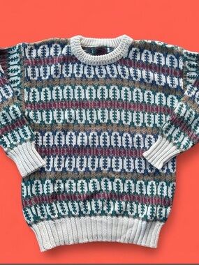 90's Boston Traders Multicolor Knit Sweater Size XL #geometric